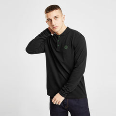 SJ BARGTEHEIDE BOMBER COLLAR LONG SLEEVE POLO SHIRT