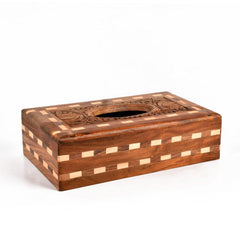 VESTFOLD HAND MADE CHESS DESIGN WOODEN TISSUE BOX