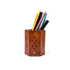 HANCRAFTED WOODEN MULTI PURPOSE USE PENCIL POT