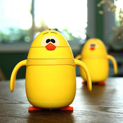 YFEIQU YELLOW CHICKEN THERMOS FLASK CUTE CARTOON BPA FREE VACUUM BOTTLE