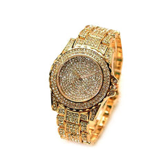 LUXURY RHINESTONE STAINLESS STEEL BAND WOMEN'S BLING WATCH