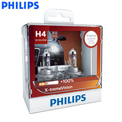 Philips H1 H4 H7 H11 9005 9006 HB3 HB4 X-treme Vision Car Headlight Bright Halogen Bulbs ECE Approve 100% More Vision, Pair