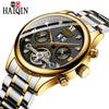 Image of HAIQIN Chronograph Automatic mechanical Men Watches Bussiness Watch for men Full steel Military Waterproof Wind Tourbillon Clock